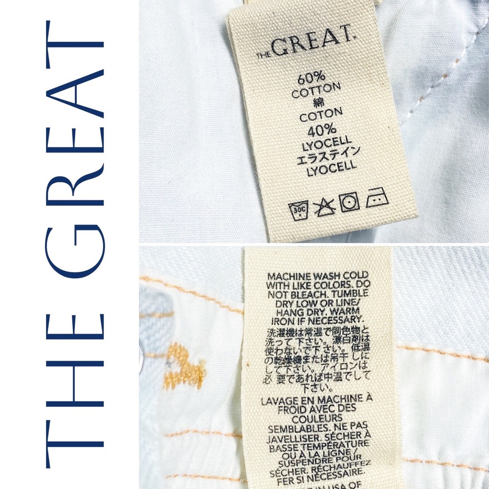 THE GREAT NWT The Cut Off Overall Light Wash Denim Short Overalls Raw Hem Size 2 - Picture 11 of 15